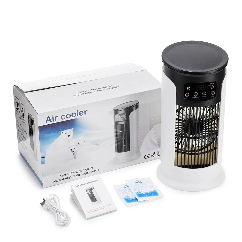 3 In 1 Household Fan Air Conditioner Portable 6-gear Air Cooler LED Night Light Humidifier Air Adjustment Fan Office Home Fan