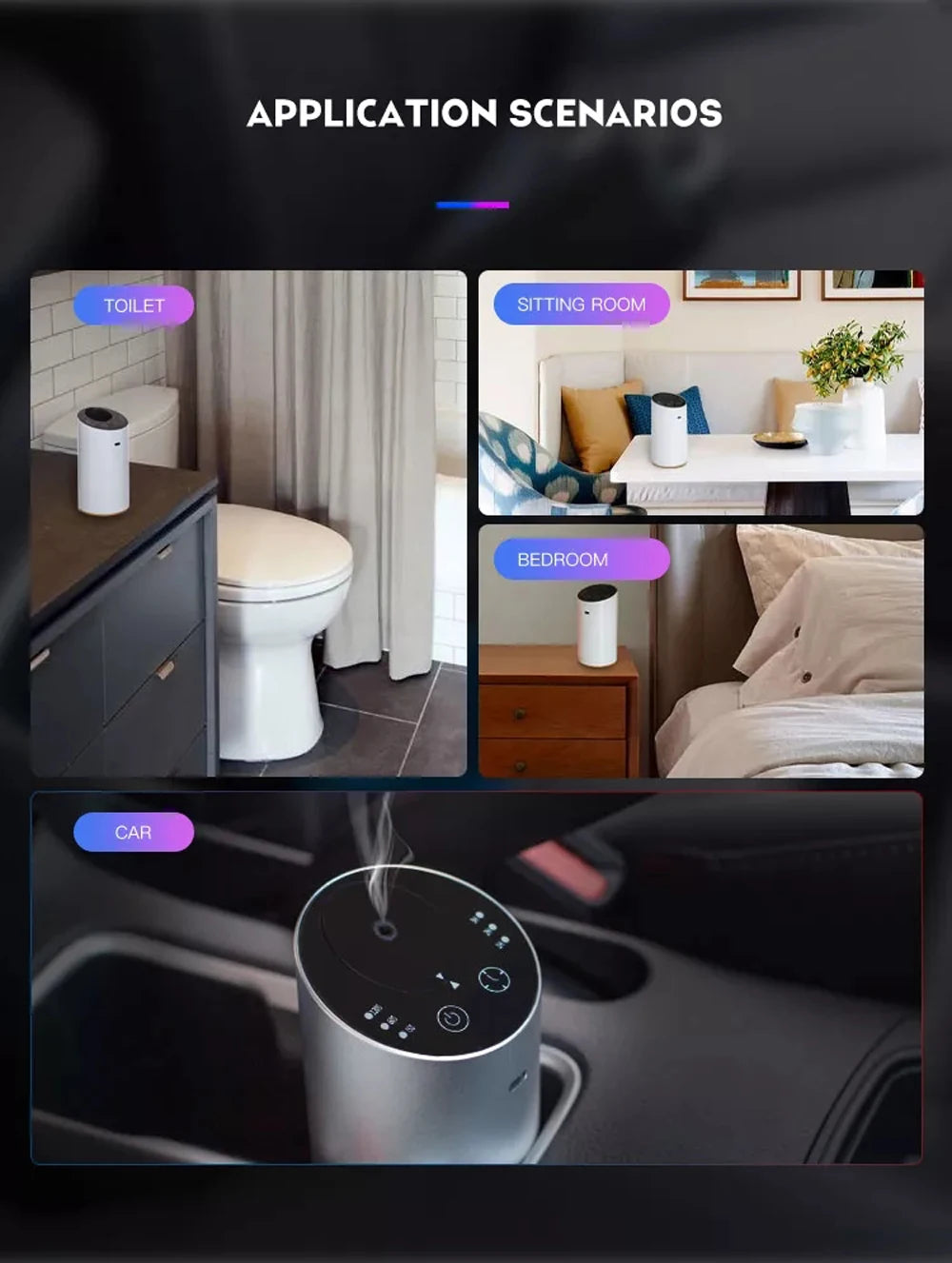 Car Fragrance Diffuser Professional Aroma Diffuser for Car Air Freshener Electric Smell for Home Rechargeable Waterless Diffuser