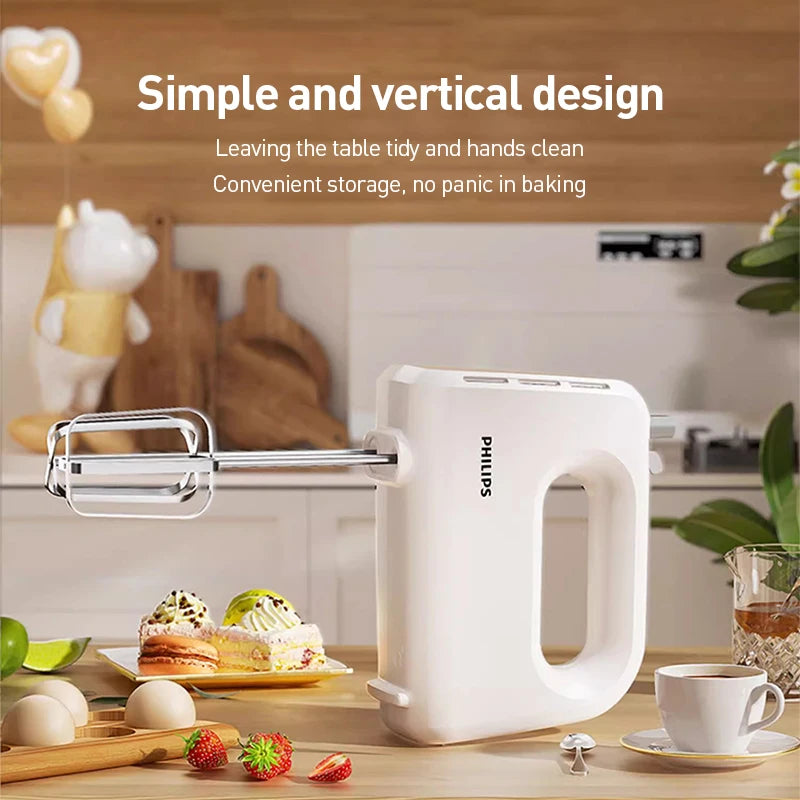 Philips Handheld Electric Egg Beater 3-Speed 2-Beater Automatic Mixer for Egg White And Cream Household Kitchen Tool HR3700