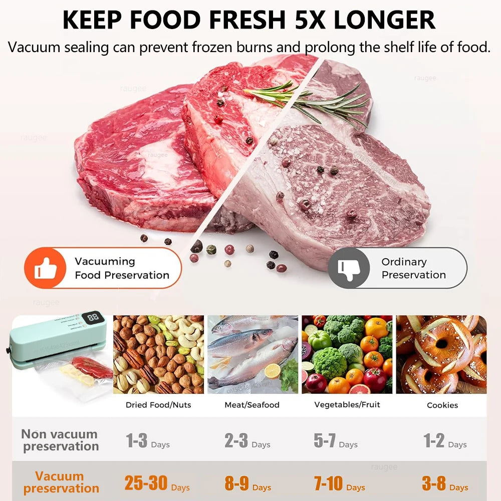 Vacuum Sealer Handheld Food Packaging Sealing Machine Home Wireless Vacuum Sealer Pump With Reusable Zipper Vacuum Bags