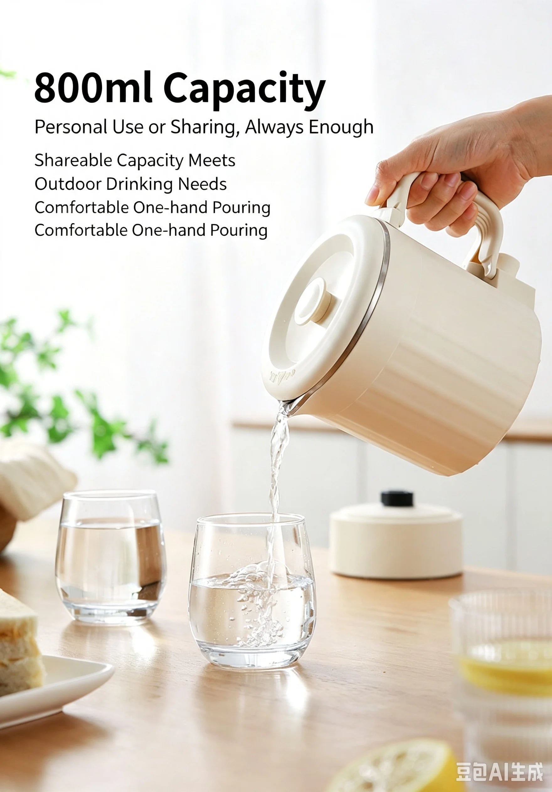 Portable Foldable Electric Kettle, Double Layer Anti-scald Water Boiler, 2 Heat Settings Quiet Mini Travel Heating Pot for Boili