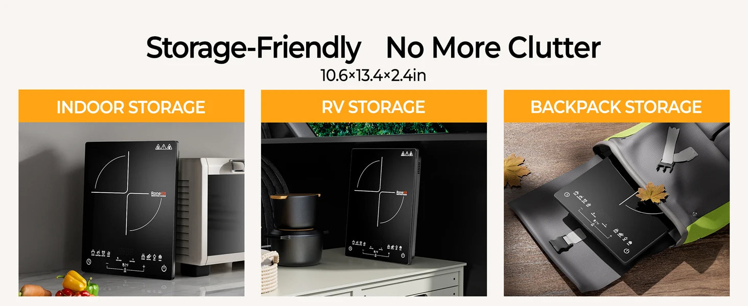 Multifunction Induction Cooker Ceramic 1200W-1800W Portable Electric Cooktop Preset Temperature Stir-Fry Timer Preset Child Lock