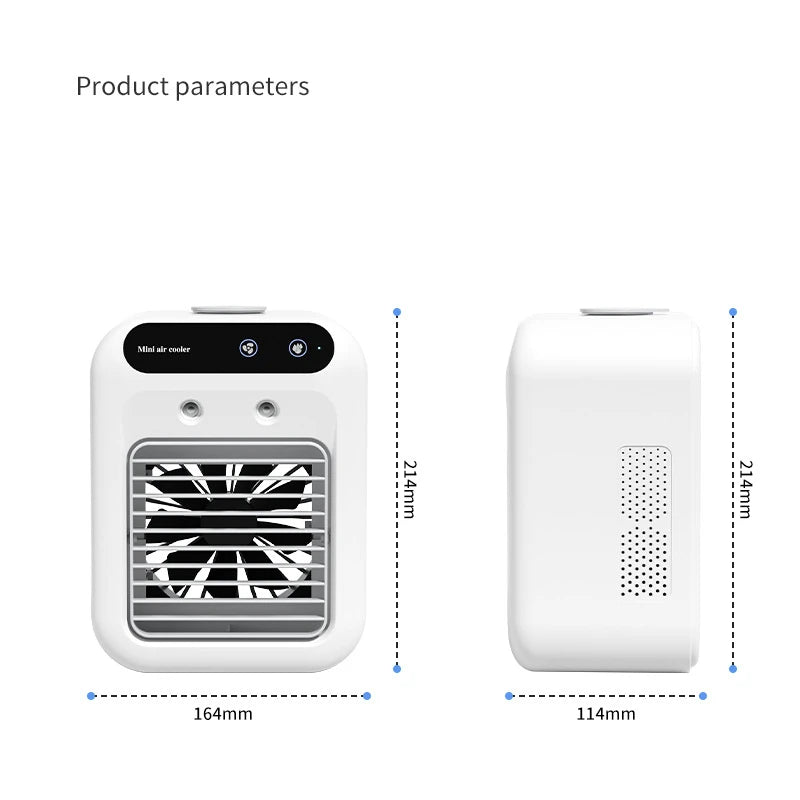 USB Desktop Humidifier Fan Water Tank Mini Air Cooler Portable Cooling Device 1800mAh Lithium Battery Low Voltage Operation Fan
