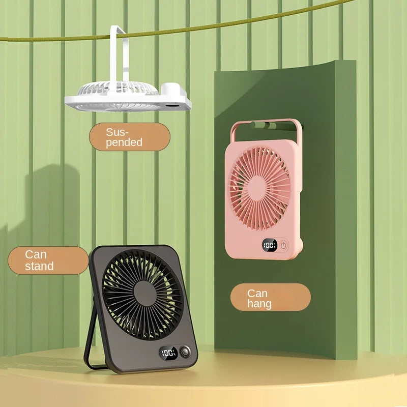 Portable Desk Fan USB Rechargeable Fan 180° Tilt Folding Personal Fan With Power Display 5 Speeds Ultra Quiet Table
