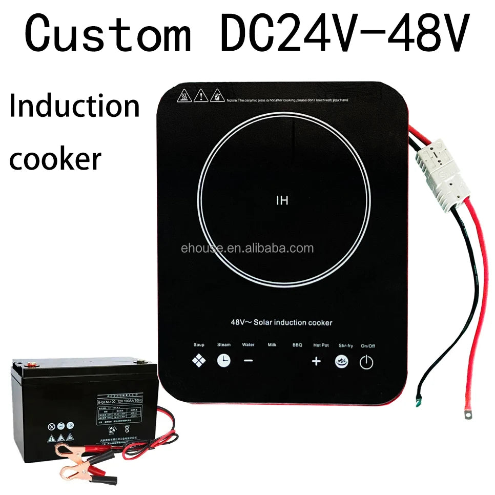 In Stock DC 24V/48V Electric Induction Cooker Photovoltaic Solar Energy Power Bank DC Induction Cooker