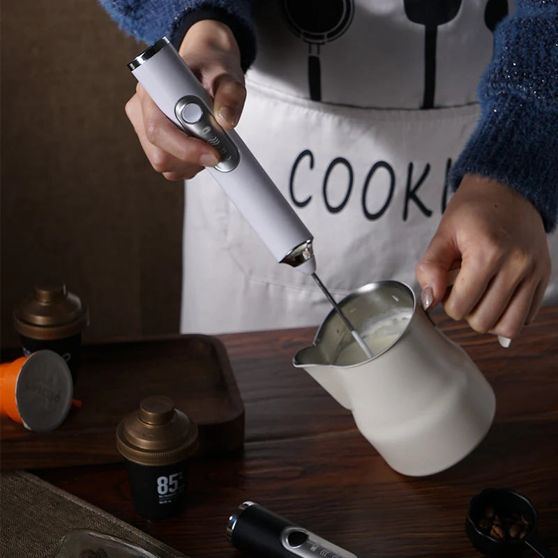 Handheld Wireless Double Stick Whisk, 3 Speed USB Rechargeable Electric Mixer for Coffee Milk Frother, Egg Beater & Custard Foam