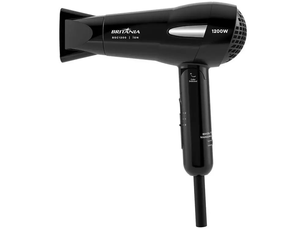 Britânia Tourmaline Ionic Hair Dryer, Black, 1200 W, 2 Speeds, BSC1200