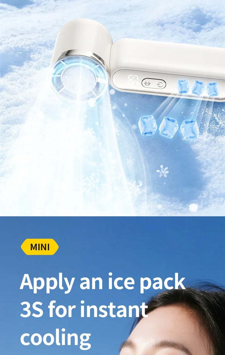 3000mAh 199 Speed Portable Handheld Fan with ICE Semiconductor Cooling 360° Turbo Personal USB Rechargeable Mini Air Cooler