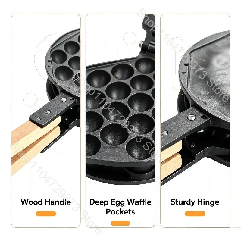 Egg Waffle Baking Mold Aluminum Nonstick Waffle Maker Egg Bubble Baking Mold Plate Pan Tool for Home Commercial Use