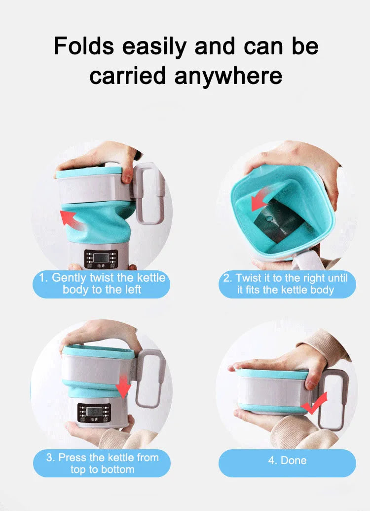 12/24V Multi Portable Foldable Silicone Pot For Travel  Smart Teapot Temperature Control Rapid Heating Kettle Electric Cook Hot