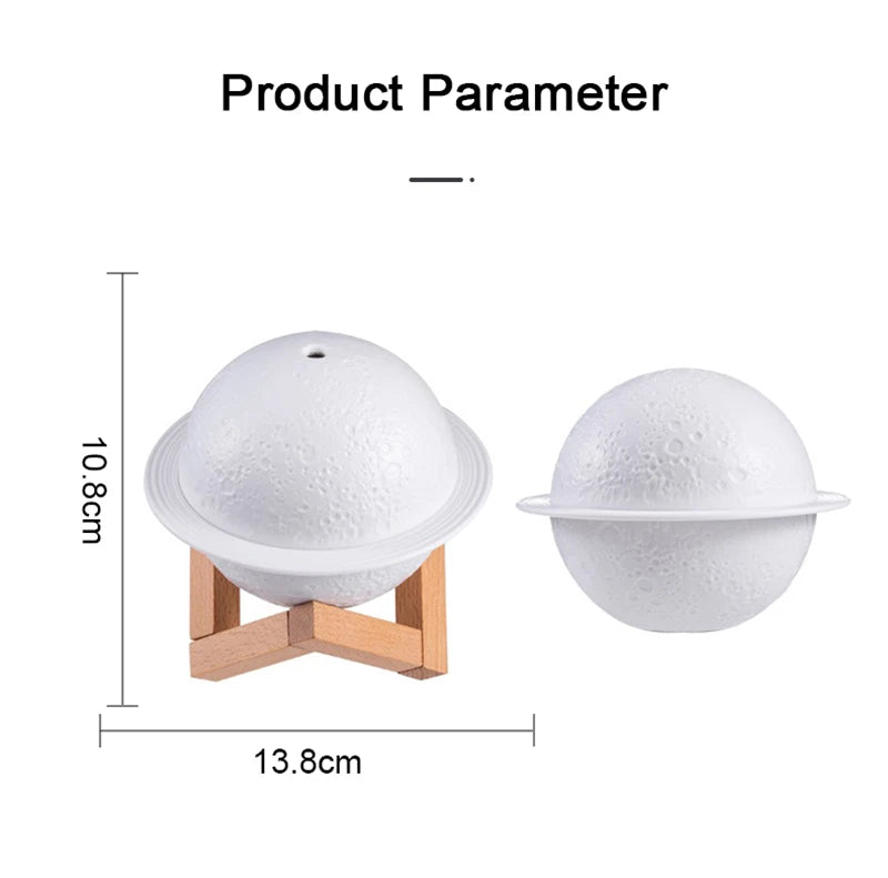Moon Air Diffuser 880ML Aroma Spreader Ultrasonic Portable Air Humidifier USB Air Shooter Full Moon Light Night Home Decor