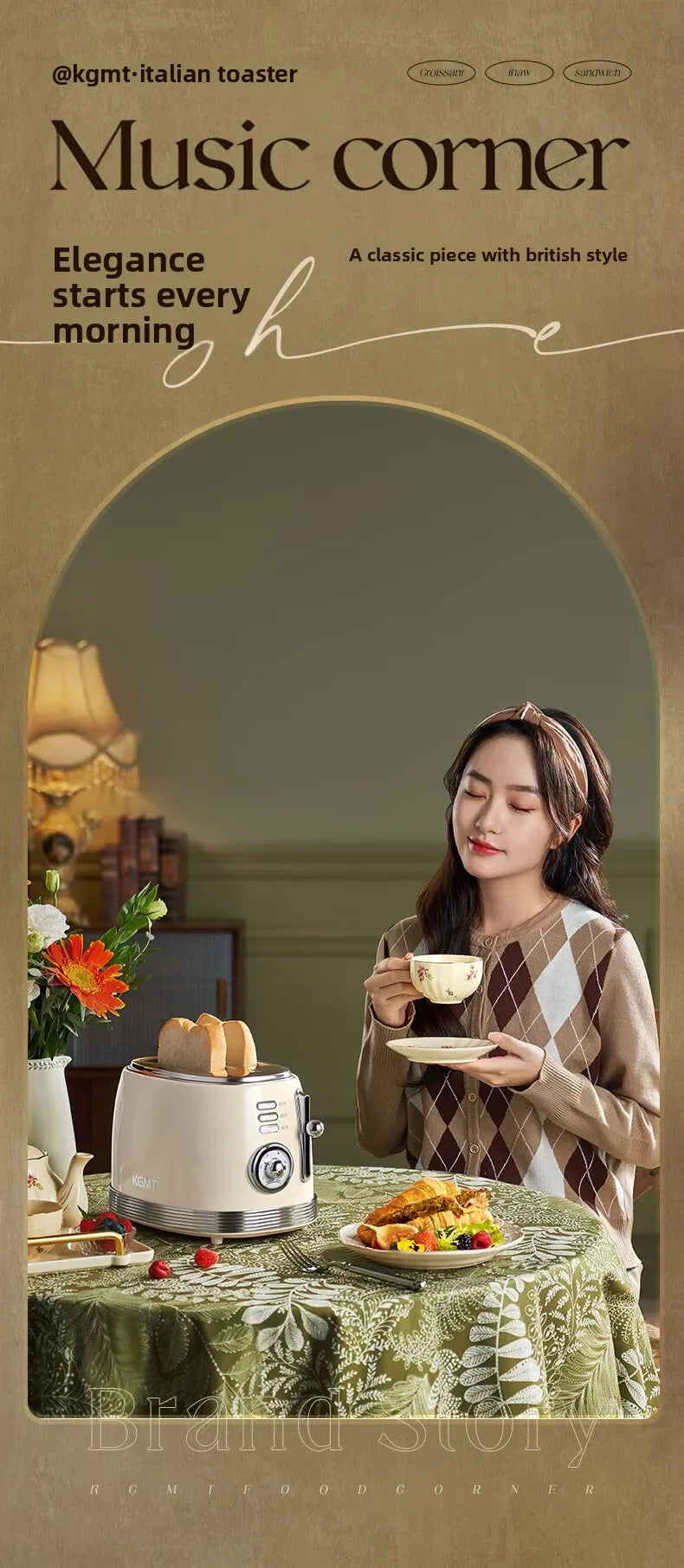 Retro 2 Slice Toaster with Warming Rack Adjustable Browning Control Pastel Green Bread Toaster for Home Breakfast Kitchen 토스터기
