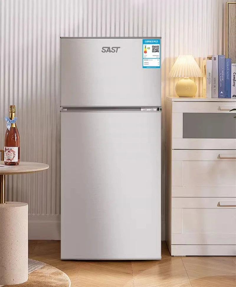Energy Saving Refrigerator with Double Doors Small Refrigerator Home Dormitory Rental Room Freezer Refrigeration Mini Bar Fridge