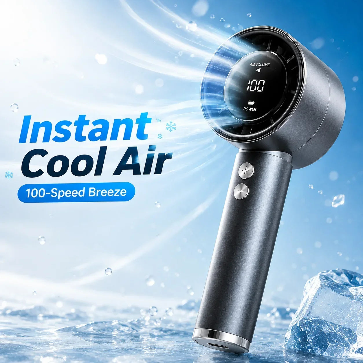 USB Rechargeable Turbo Fan Portable Handheld Mini Air Cooler LED Display Quiet Cooling for Outdoor Travel Office Desk Home Use