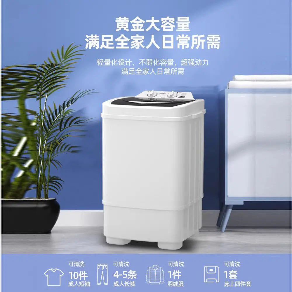 10KG Single Tub Washing Machine, Full & Semi-automatic Large Capacity Mini Laundry Washer for Rental Home Use