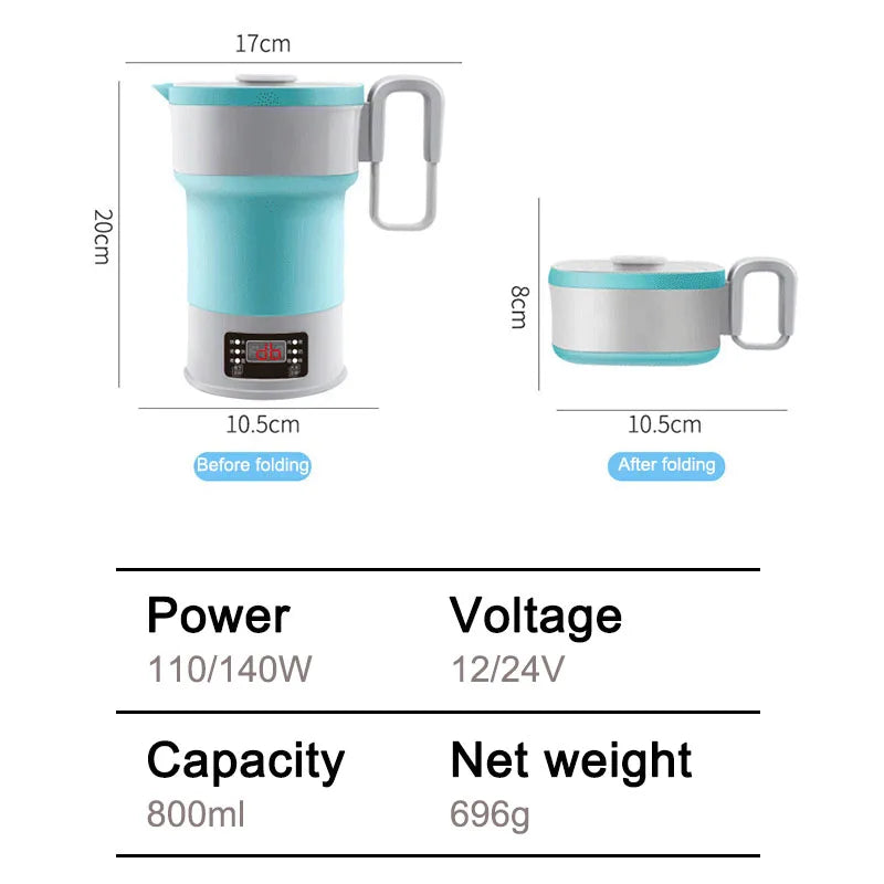 12/24V Multi Portable Foldable Silicone Pot For Travel  Smart Teapot Temperature Control Rapid Heating Kettle Electric Cook Hot