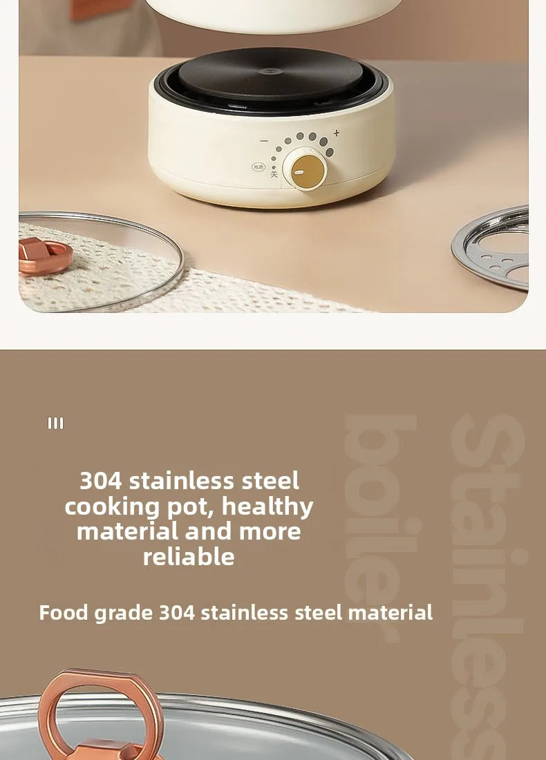 110V/220V Electric Cooker Portable Cooking Pot Foldable Hotpot 1.6L Multi cookers Split Type Rice Cooker Frying Pan Home Travel