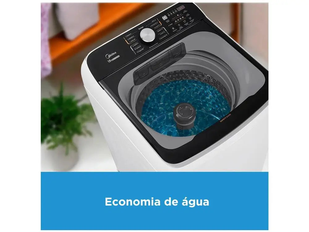 Midea 13kg Washing Machine Stainless Steel Basket 13 Washing Programs White Wave Agitator - 220V