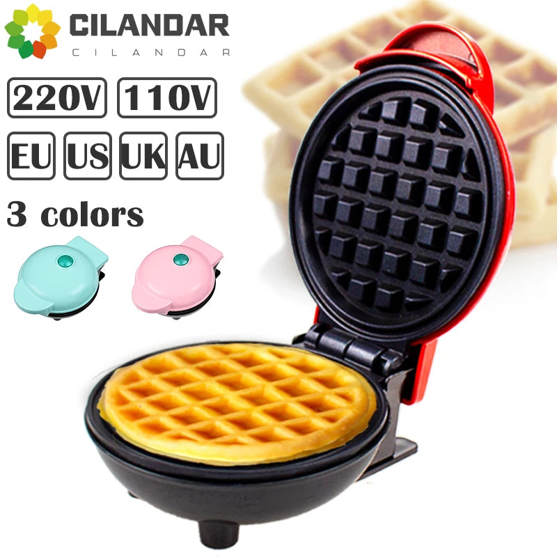 Mini Electric Waffle Maker 110V/220V Non-Stick Breakfast Machine for Home Kitchen Desserts and Fried Eggs