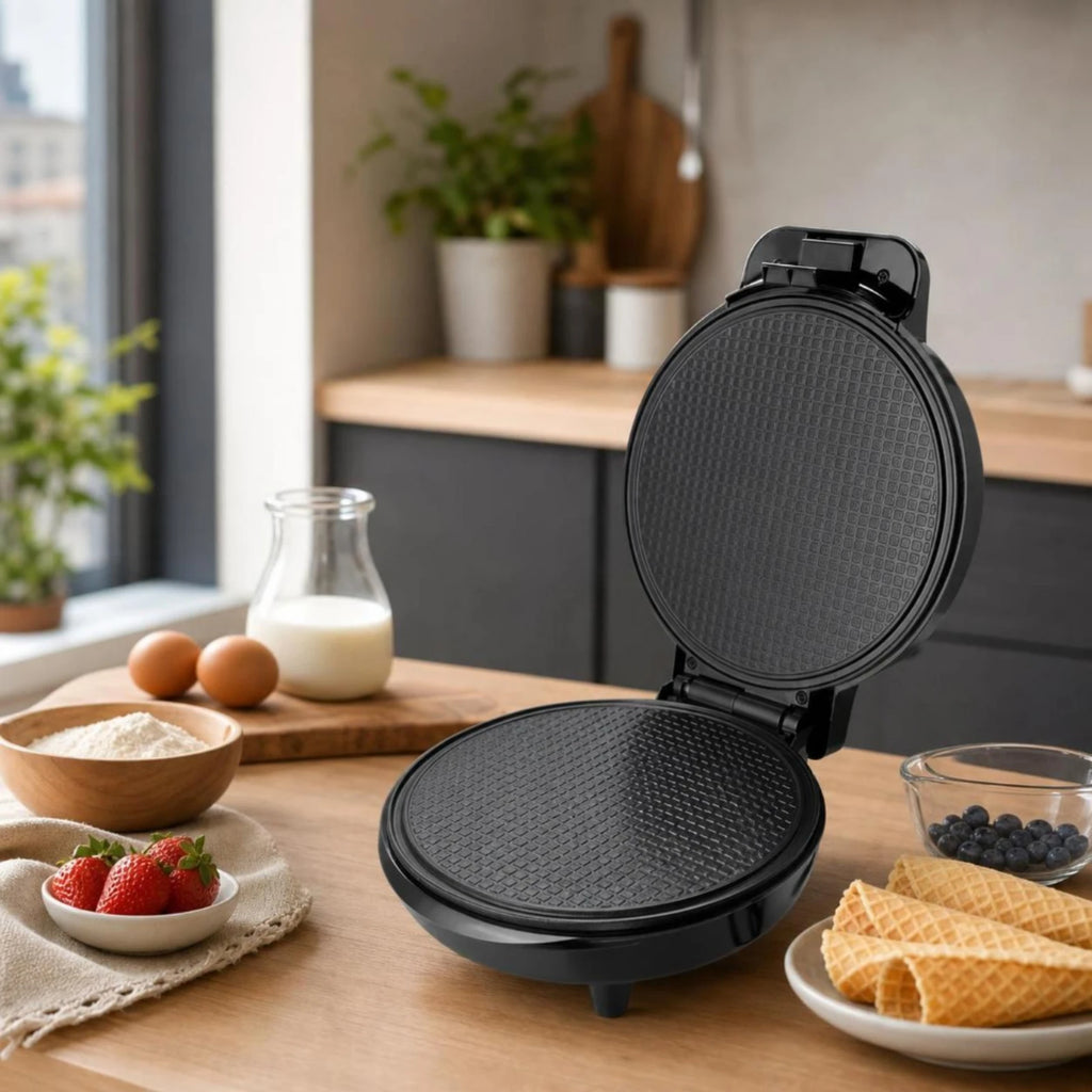 Waffle Cone Maker Electric Waffle Cone Baker Appliance 1000W Machine Space-Saving for Home Cooks, Kitchen Countertop