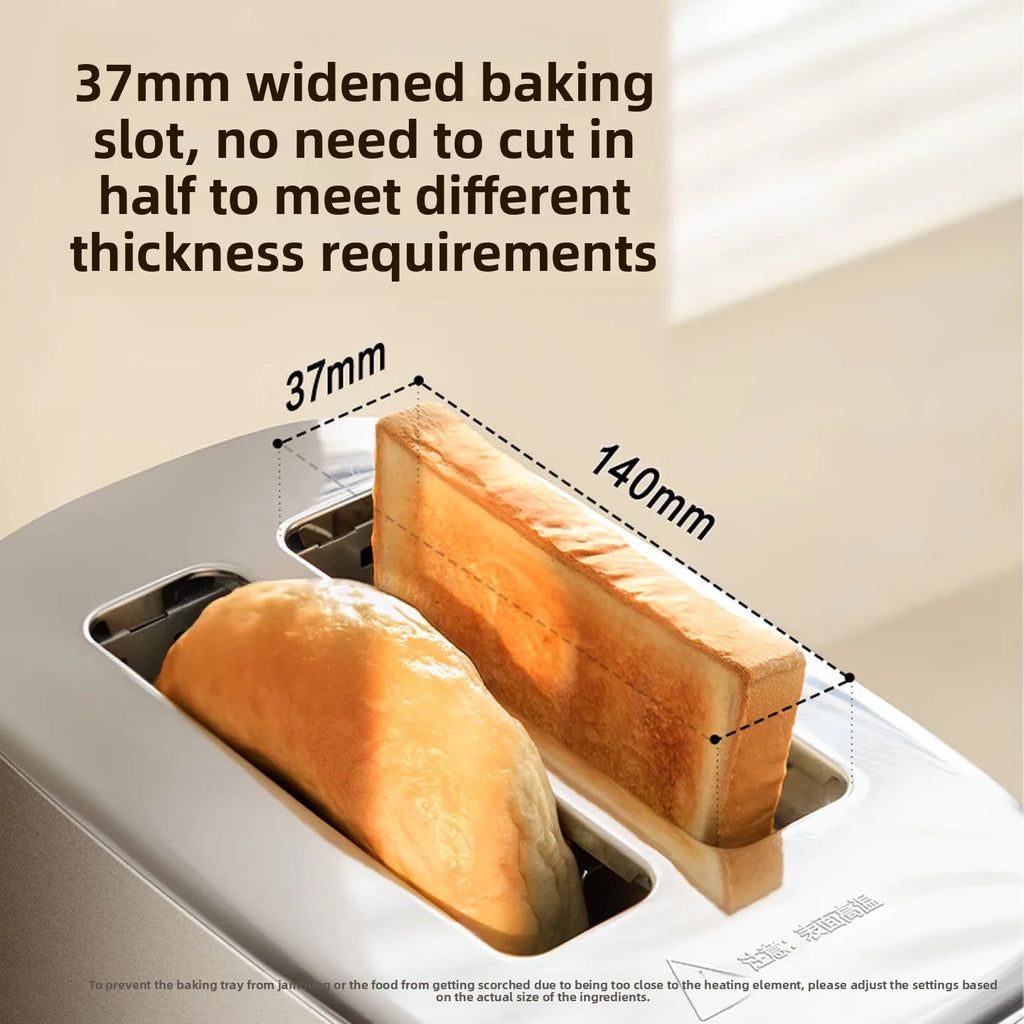 37mm Wide Slot Stainless Steel 2 Slice Toaster with Warming Rack Adjustable Browning Pop Up Breakfast Bread Toaster 토스터기