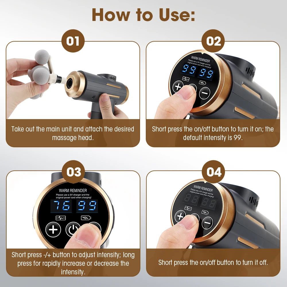 11-IN-1 Electric Massage Gun 99 Level Powerful Fascia Gun High-Frequency Vibration Body Massage Gun USB Rechargeable
