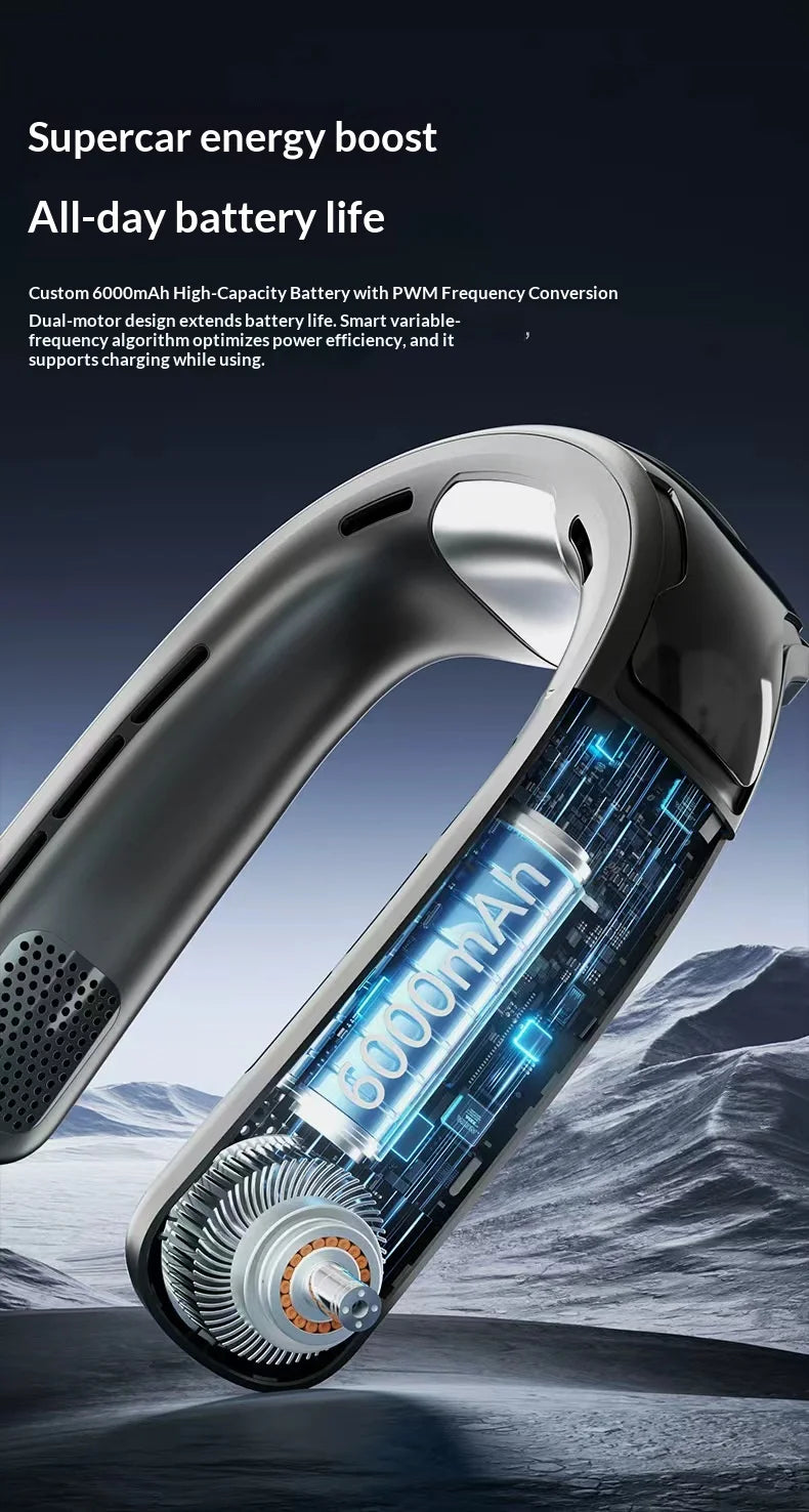Neck Fan Bladeless Semiconductor Cooling Usb Rechargeable Portable Neck Air Conditioner With Led Display For Outdoor Sports