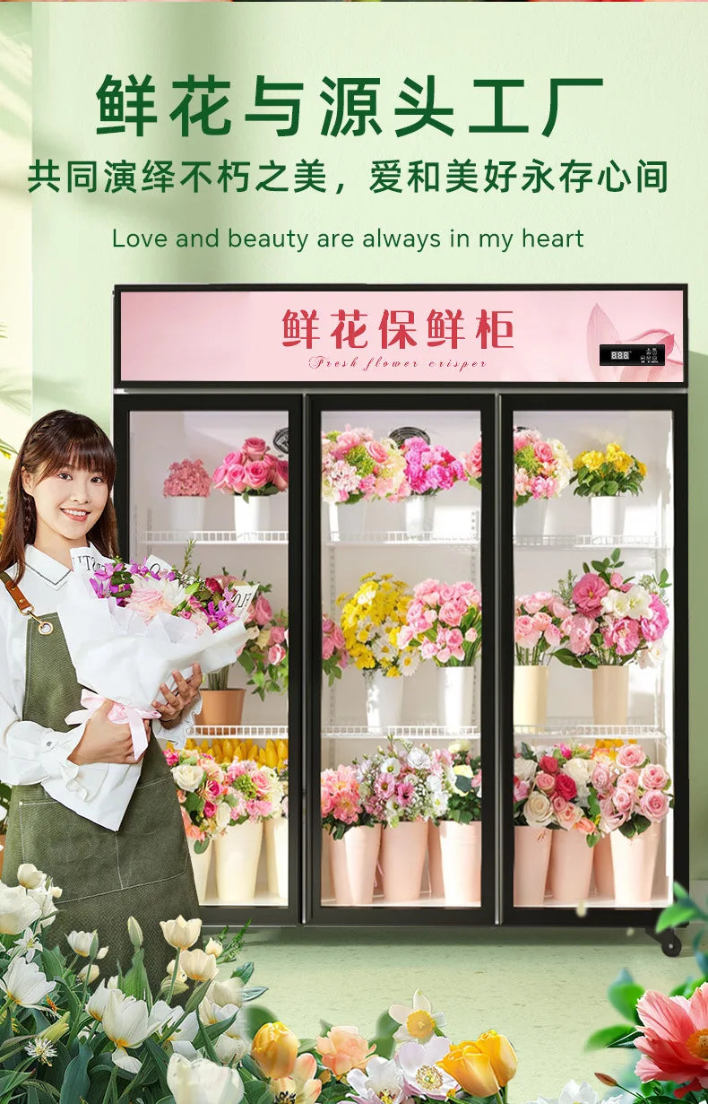 HXL Flower Shop Commercial Fresh Flower Preservation Cabinet Large Capacity Air-Cooled Freezer Refrigerated Fresh Preservation