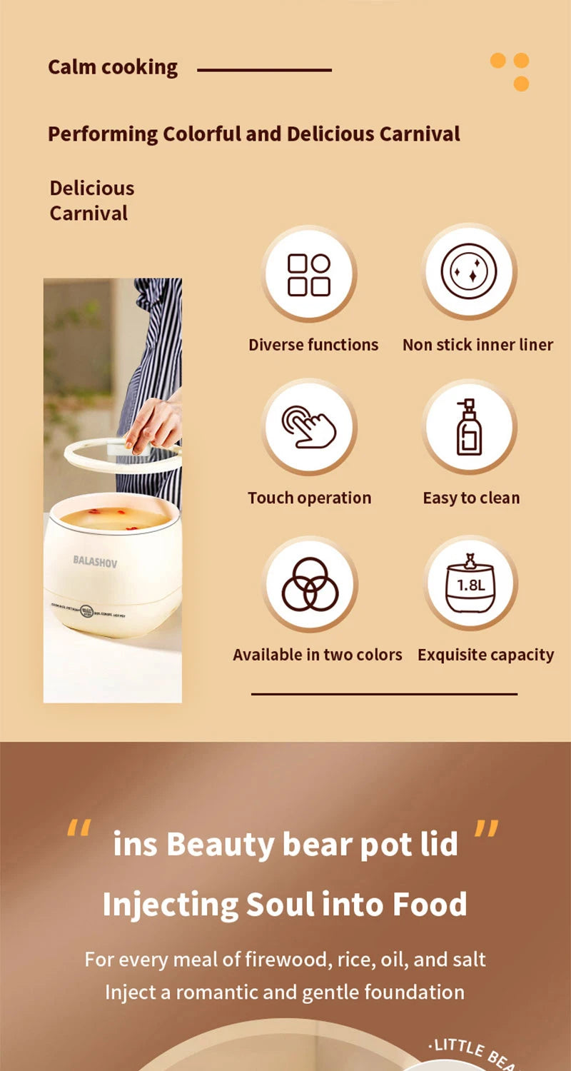 Mini Multi-function Smart Rice Cooker Small Non-Stick Cooker Ricecooker Household Multifunction Electric Cooking EU Plug