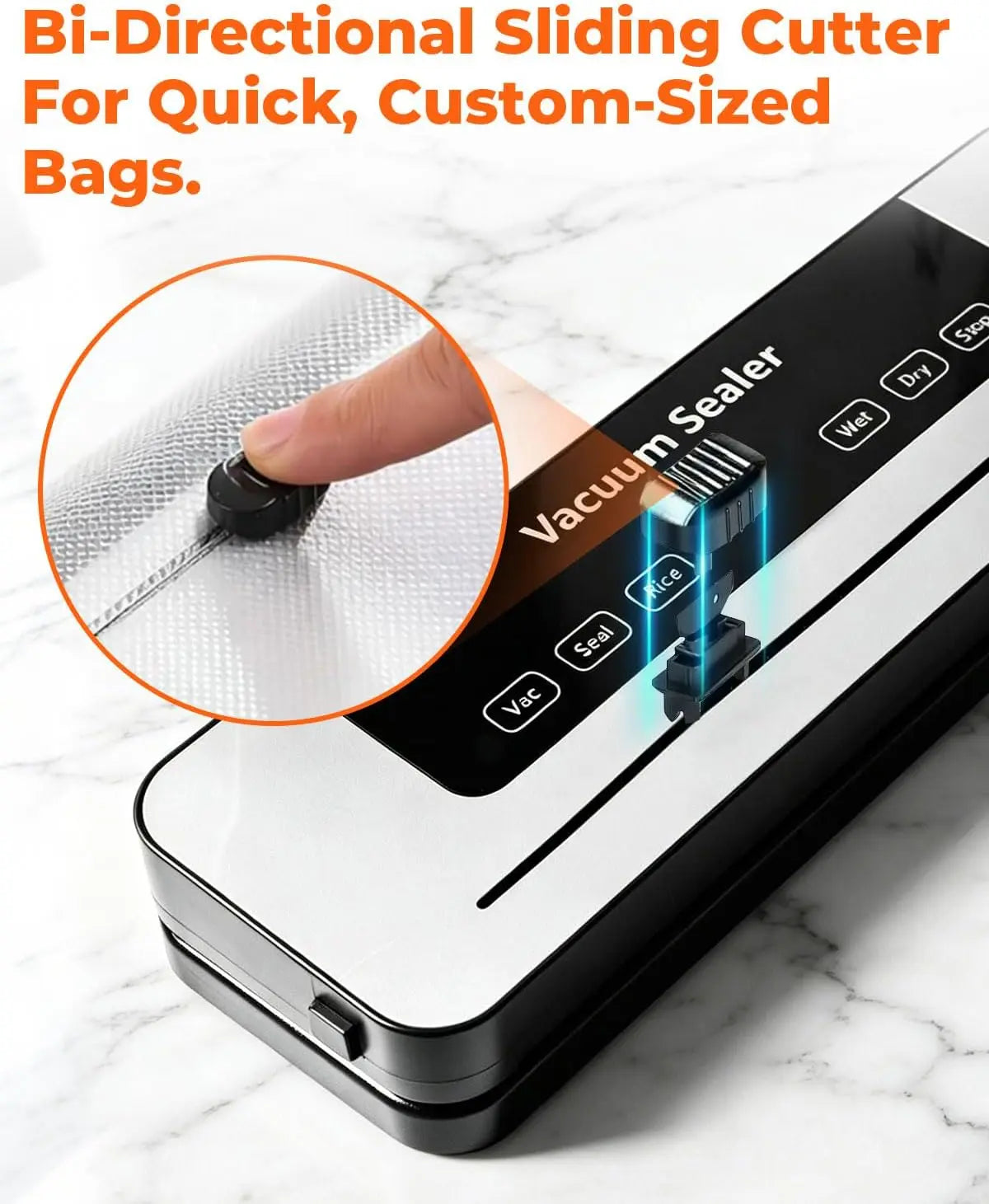 Vacuum Sealer Machine 139KPa Strong Suction Dry Moist Mode Automatic Food Sealer with Digital Timer, Built-in Cutter