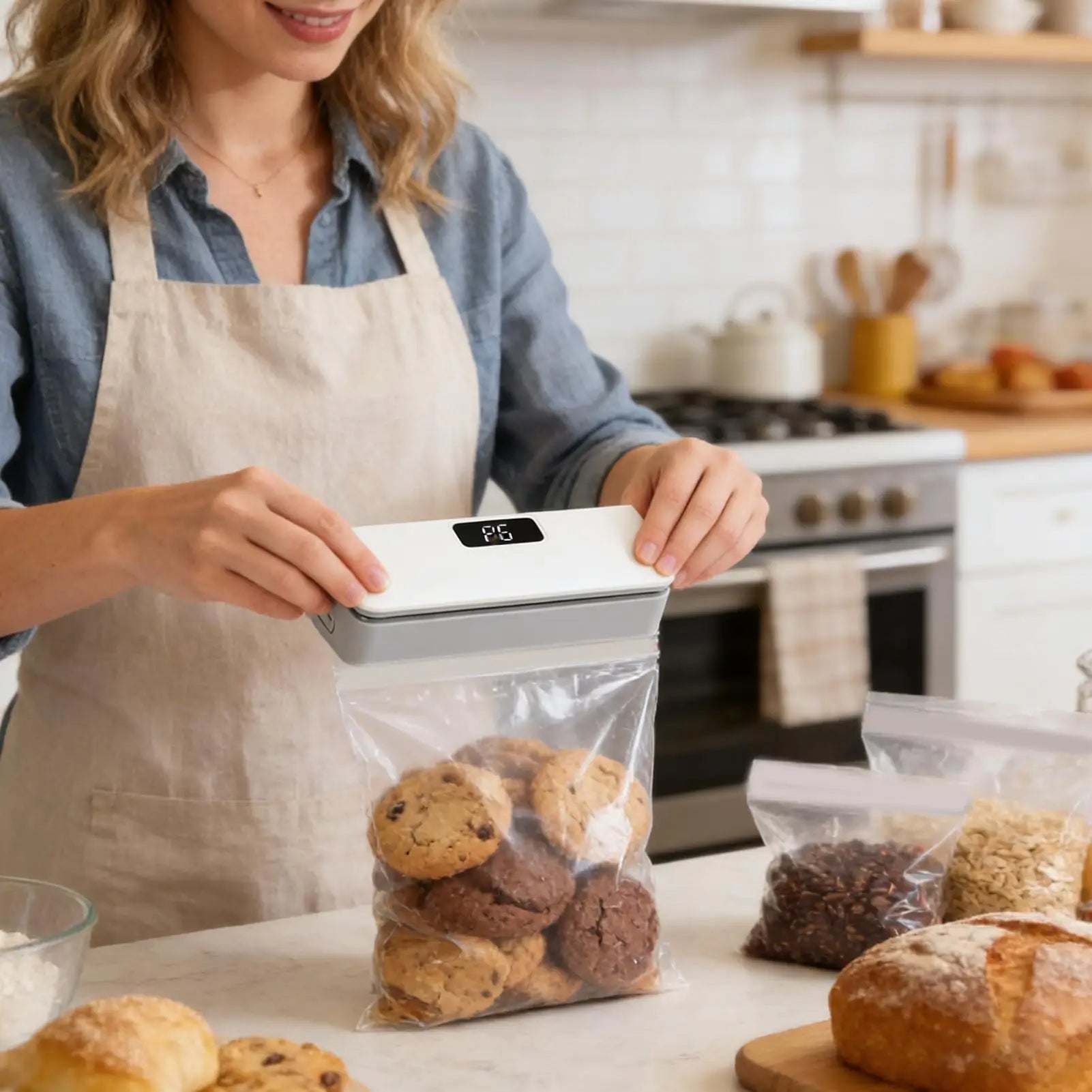 Electric Handheld Sealer Machine Mini Sealer 6-Mode Rechargeable Magnetic with Cutter for Home Kitchen Restaurant Snack Chip