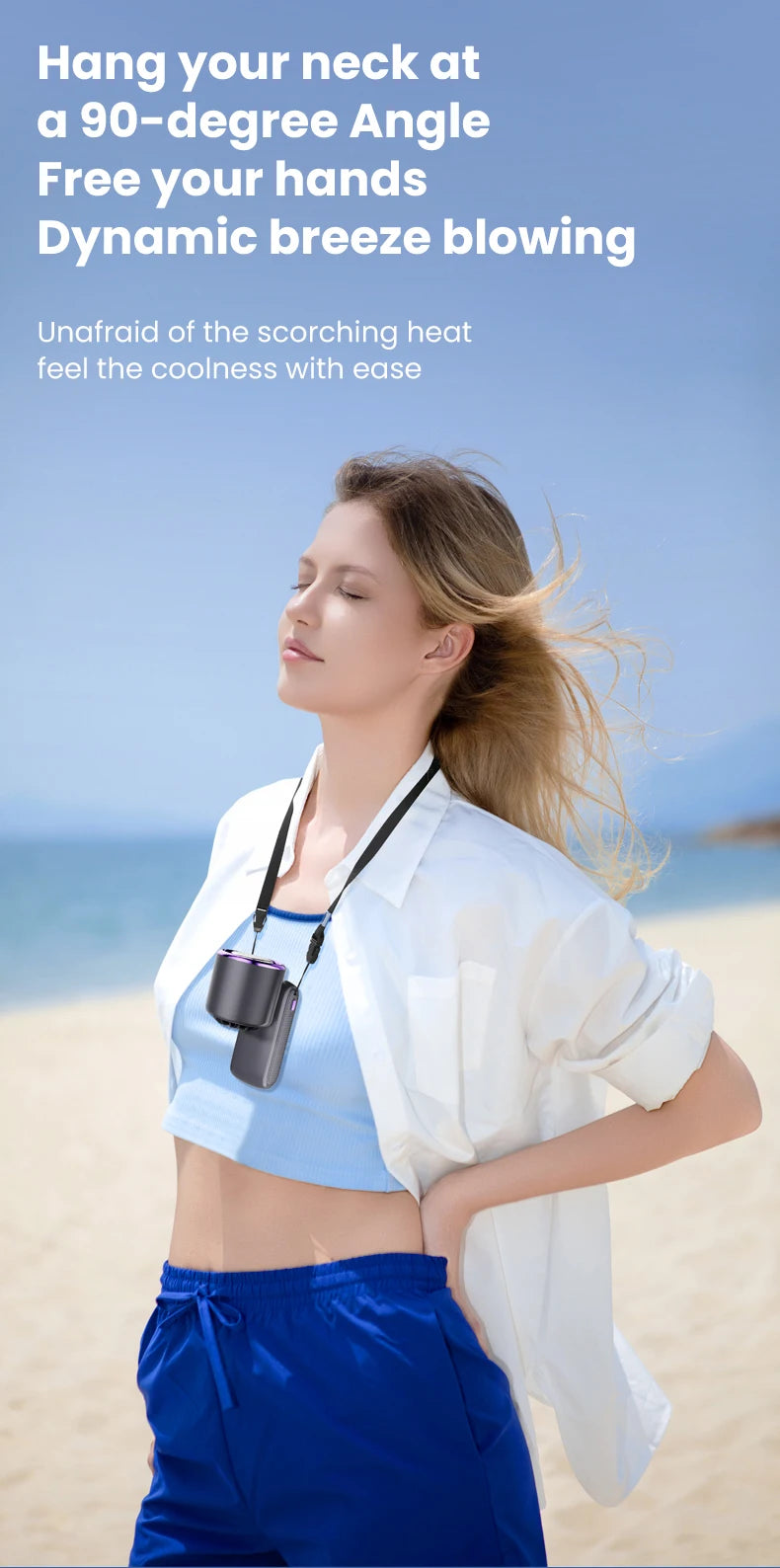2025 New Ice Pack High-Speed Handheld Eletric Fan 100 Speed Adjustable Folding Mini Fan Portable Outdoor Hanging Neck Small Fan