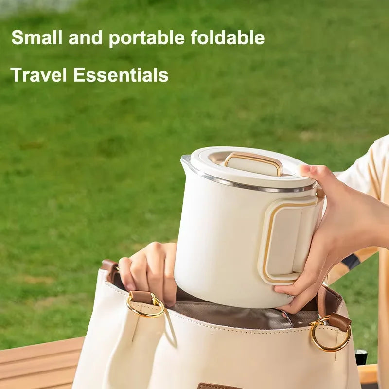 New 800ml Small Portable Electric Kettle Foldable 3 in 1 Multifunctional Travel Electric Kettle Household Rice Cooker Hot Pot