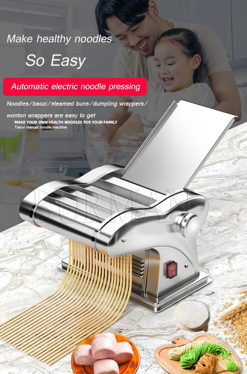 Electric Noodle Dumpling Wrapper Maker Machine Pasta Noodle Machine Commercial Household Stainless Steel Noodle Press Machine