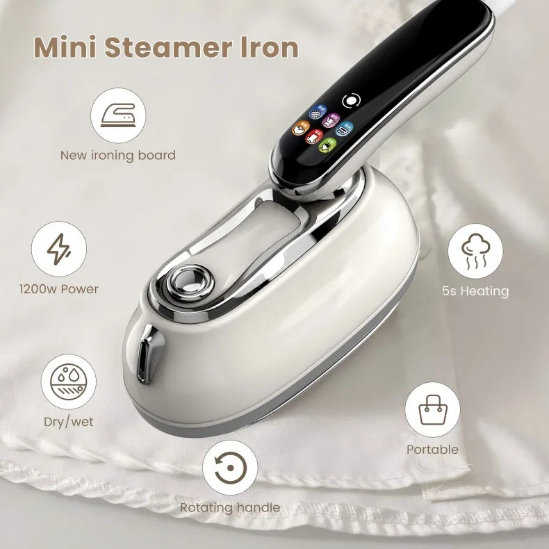 EU Handheld Steam Iron 2026 New Smart LED Digital Display Home Travel Portable Steam Iron 1200W High Power Handheld Hanging Iron
