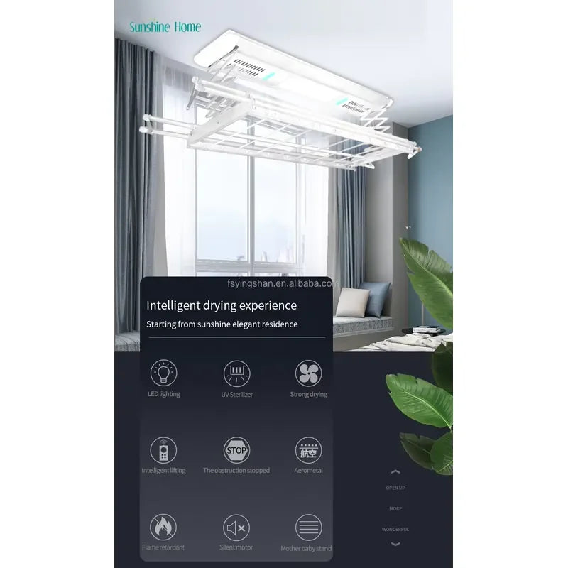 Electric Dryer Rack Retractable Clothes Line Foldable & Heating Horse Cloth Hanger for Indoor & Balcony Use