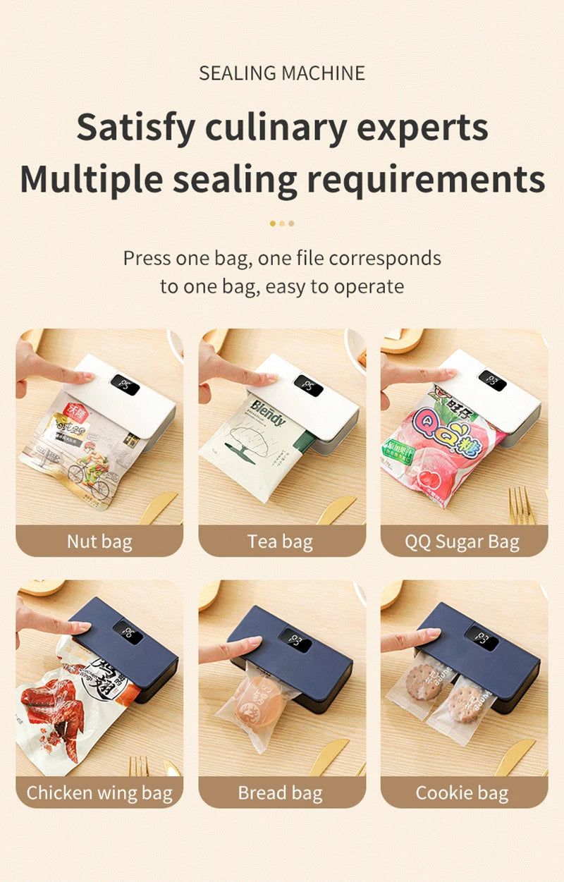 Plastic Bags Sealer Mini Heat Bag Sealing Machine 2 in 1 Heat Bag Sealer Food Packaging Sealing Machine Portable Bags Sealer