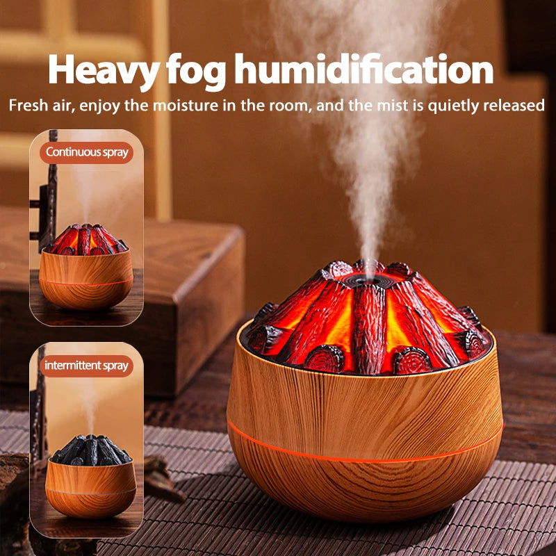 2026 Simulation Flame Cool Mist Humidifier 300ml Ultrasonic w/ Night Light, Silent Desktop for Bedroom Office Home