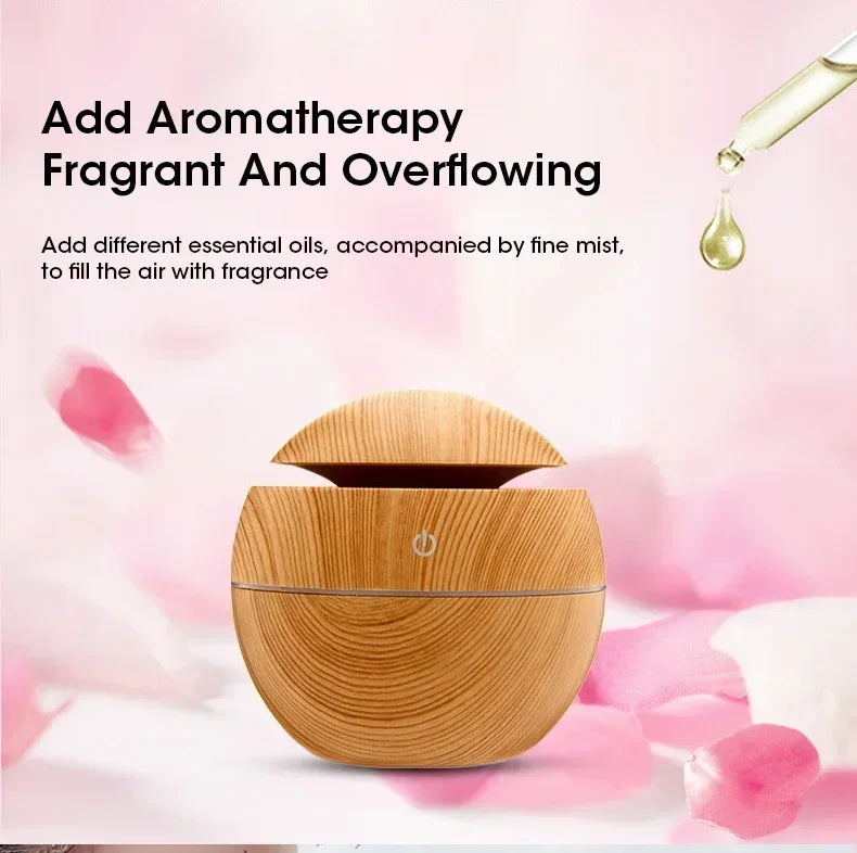 USB Ultrasonic Cool Mist Sprayer Essential Oil Fragrance Mini Home Wood Grain Air Humidifier Electric Air Aroma Diffuser Purifie