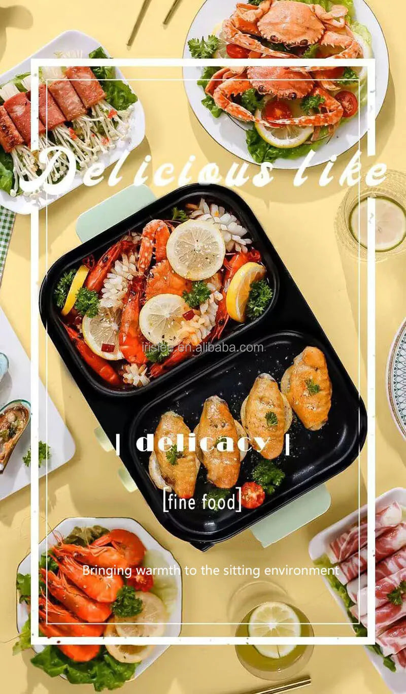 High Quality 2 in 1 Barbecue Cooking Pot Multi Functional Frying Pan Electric Hot Pot