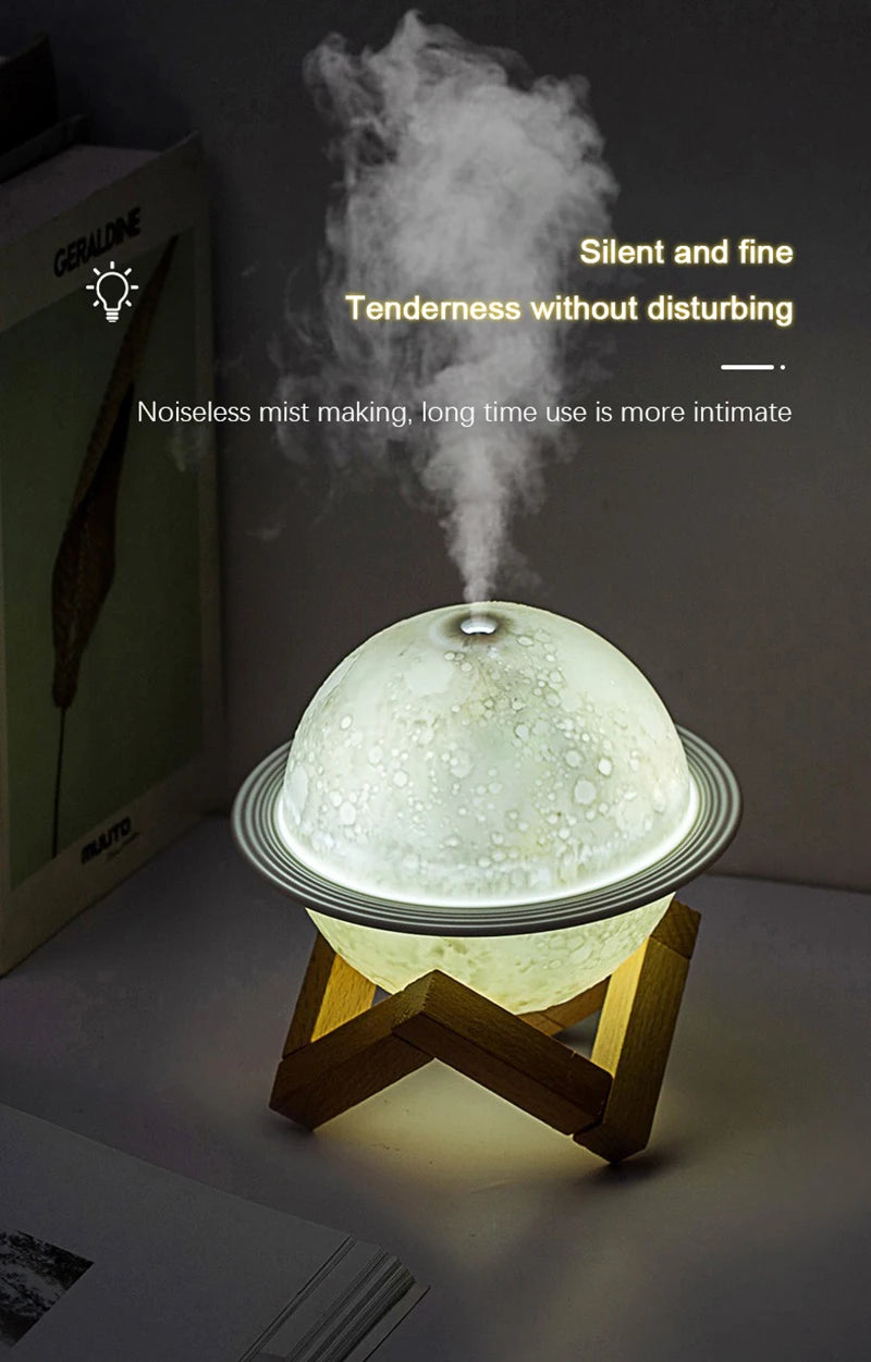 Moon Air Diffuser 880ML Aroma Spreader Ultrasonic Portable Air Humidifier USB Air Shooter Full Moon Light Night Home Decor