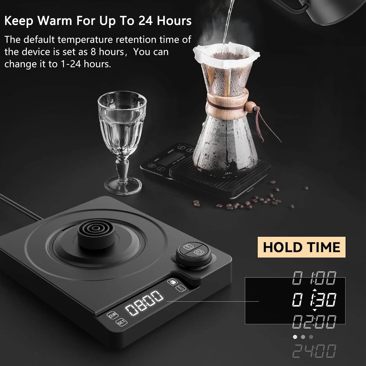 SMANG 1200W Gooseneck Electric Kettle 1L Temperature Control Coffee Kettle Pour Over Coffee Kettle Rapid Heating Kettle