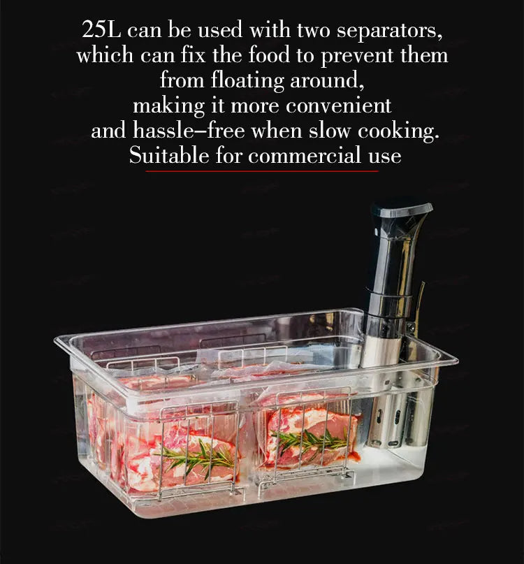 11L/ 25L Container For Sous Vide Cooker Machine Food Grade PC Material Heat Insulation Stainless Steel Sous Vide Rack