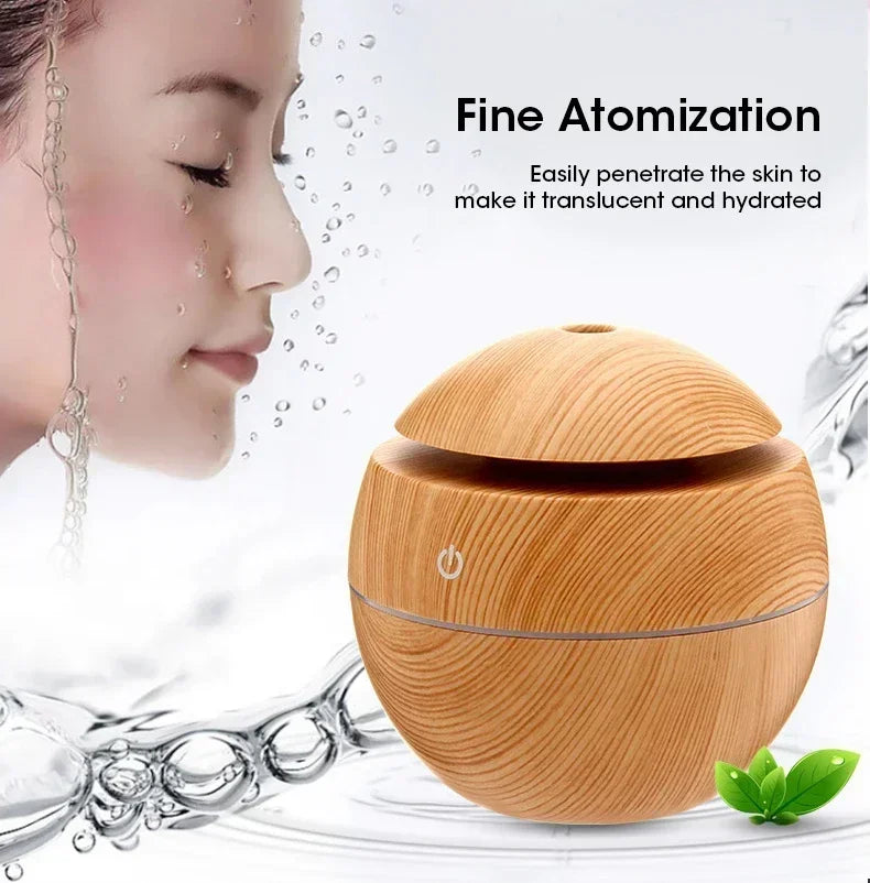 USB Ultrasonic Cool Mist Sprayer Essential Oil Fragrance Mini Home Wood Grain Air Humidifier Electric Air Aroma Diffuser Purifie