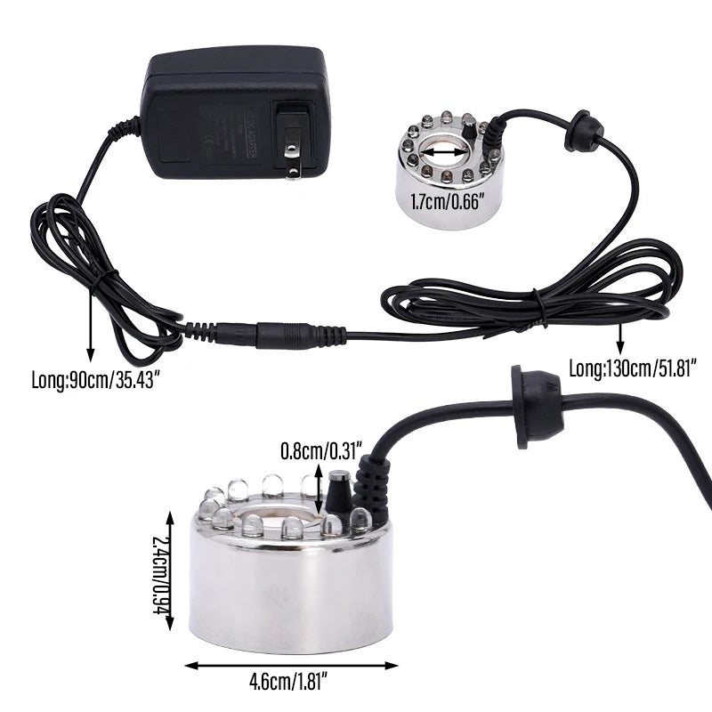 DC 24V Ultrasonic Mist Maker Fogger with 12 LED Air Humidifier Water scape Atomization Atomizer Diffuser Smart home High Quality