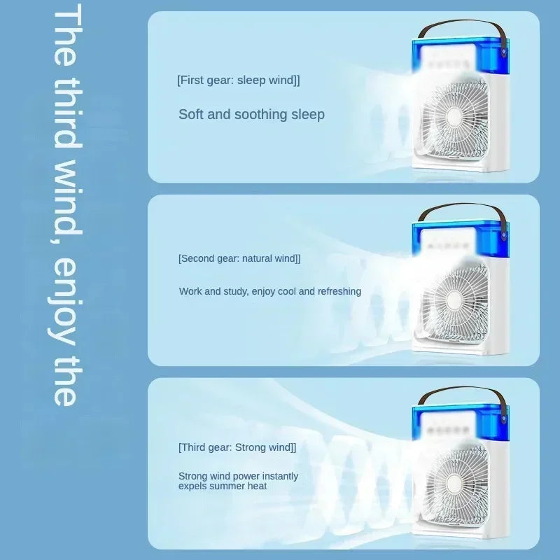 Lenovo Portable Air Conditioner Fan Mini USB Air Cooler Humidifier Water Mist Spray LED Night Light Desktop Cooling Fan