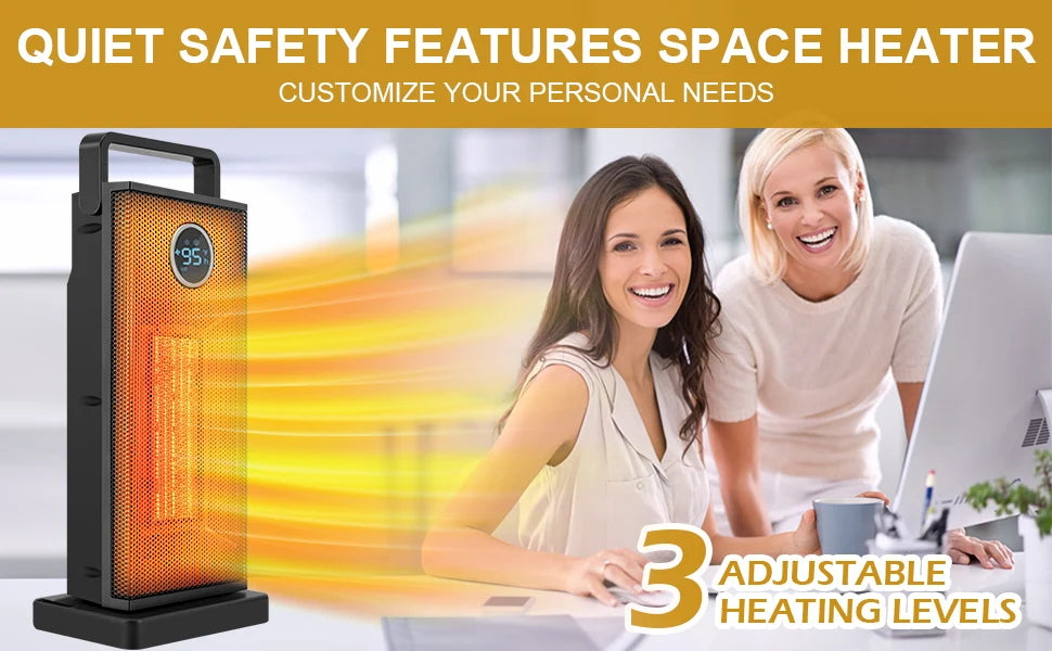 Room Heater 1500W Large Portable Ceramic Tower Heater 12 Hour Timer 3 Modes With Remote Rapid Heating Oscillating Heater