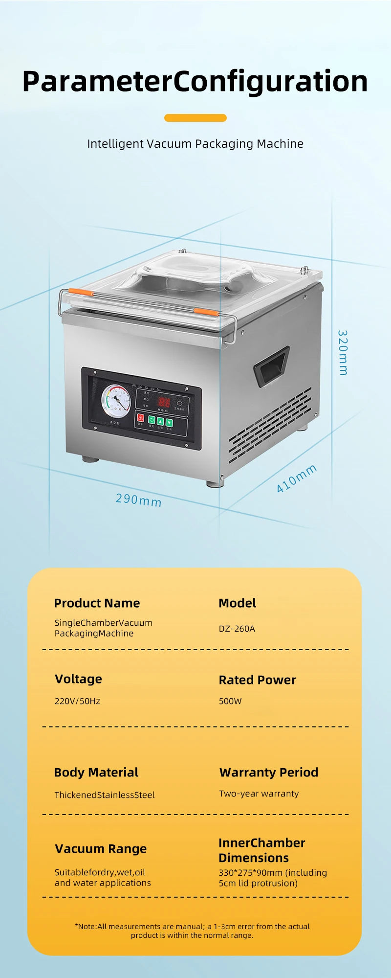 DIVEDEER Commercial Vacuum Sealer for Food Packaging Chamber-Type Vacuum Sealer for Kitchen Meat Preservation