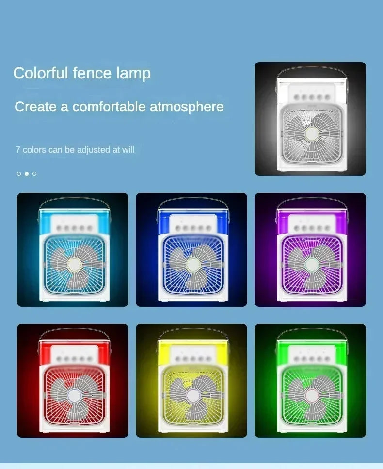 Lenovo 5 Holes Air Conditioner Fan USB Air Cooler Humidifier Water Portable Mist Spray LED Night Light Desktop Cooling Fan 2026