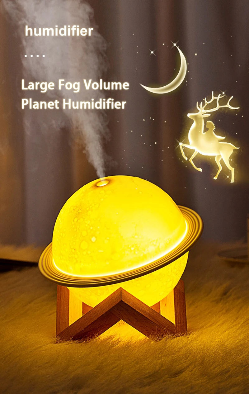 Moon Air Diffuser 880ML Aroma Spreader Ultrasonic Portable Air Humidifier USB Air Shooter Full Moon Light Night Home Decor